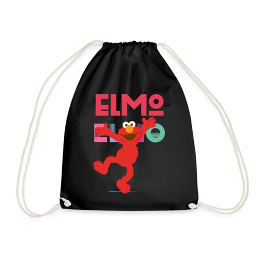 Spreadshirt Sesamstraße Elmo Springt vor Freude Turnbeutel, One size, Schwarz von Spreadshirt