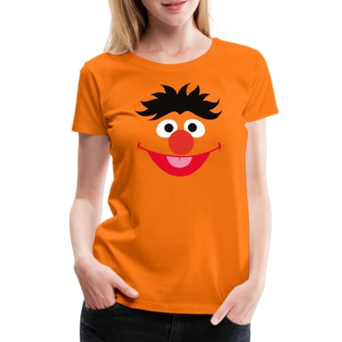 Spreadshirt Sesamstraße Ernie Kostüm Gesicht Frauen Premium T-Shirt, 3XL, Orange von Spreadshirt