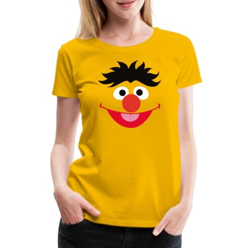Spreadshirt Sesamstraße Ernie Kostüm Gesicht Frauen Premium T-Shirt, XL, Sonnengelb von Spreadshirt