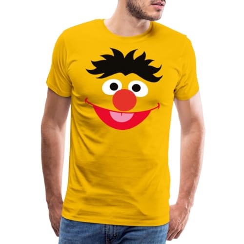 Spreadshirt Sesamstraße Ernie Kostüm Gesicht Männer Premium T-Shirt, 4XL, Sonnengelb von Spreadshirt