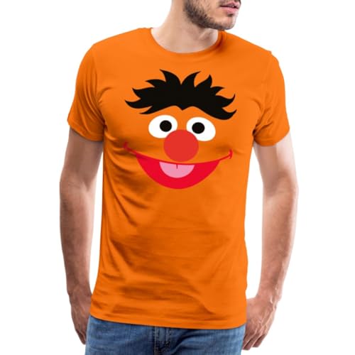 Spreadshirt Sesamstraße Ernie Kostüm Gesicht Männer Premium T-Shirt, S, Orange von Spreadshirt