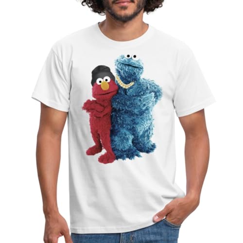 Spreadshirt Sesamstraße Gangster Krümelmonster & Elmo Männer T-Shirt, 3XL, weiß von Spreadshirt