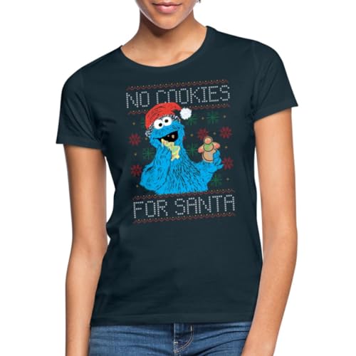 Spreadshirt Sesamstraße Keine Kekse Für Santa Ugly Xmas Weihnachten Frauen T-Shirt, M, Navy von Spreadshirt