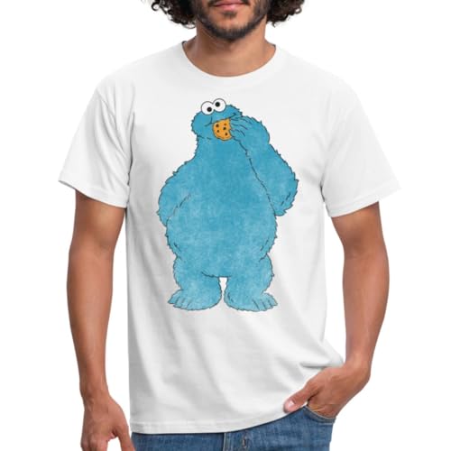 Spreadshirt Sesamstraße Krümelmonster Naschen Männer T-Shirt, L, weiß von Spreadshirt