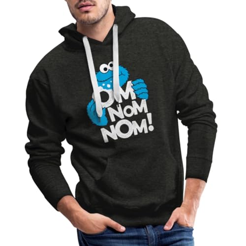 Spreadshirt Sesamstraße Krümelmonster Om Nom Nom Männer Premium Hoodie, L, Anthrazit von Spreadshirt