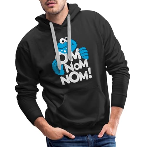 Spreadshirt Sesamstraße Krümelmonster Om Nom Nom Männer Premium Hoodie, XL, Schwarz von Spreadshirt