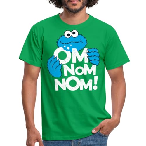 Spreadshirt Sesamstraße Krümelmonster Om Nom Nom Männer T-Shirt, XXL, Kelly Green von Spreadshirt