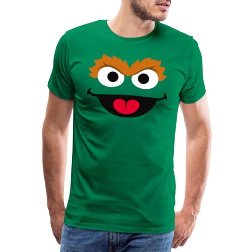 Spreadshirt Sesamstraße Oscar Kostüm Gesicht Männer Premium T-Shirt, M, Kelly Green von Spreadshirt