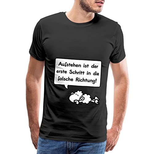 Spreadshirt Sheepworld Aufstehen Schritt In Die Falsche Richtung Männer Premium T-Shirt, M, Schwarz von Spreadshirt