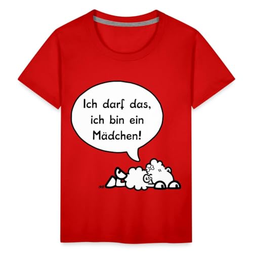 Spreadshirt Sheepworld Ich darf das, ich Bin EIN Mädchen Kinder Premium T-Shirt, 110/116 (4 Jahre), Rot von Spreadshirt