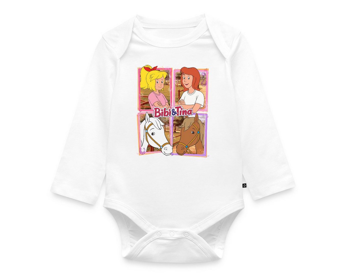 Spreadshirt Shirtbody Bibi Und Tina Mit Amadeus Und Sabrina Kachelmotiv Baby Bio-Langarm-Bod (1-tlg) von Spreadshirt