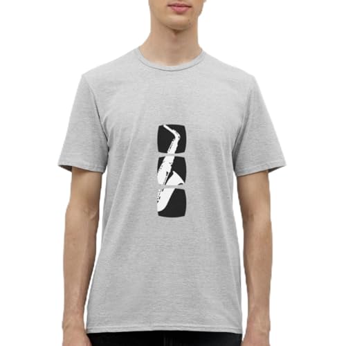 Spreadshirt Silhouette Saxophon Männer T-Shirt, L, Grau meliert von Spreadshirt