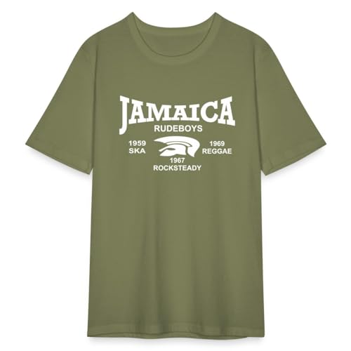 Spreadshirt Ska Jamaica Trojan Rudeboys Männer Slim Fit T-Shirt, M, Khaki Grün von Spreadshirt