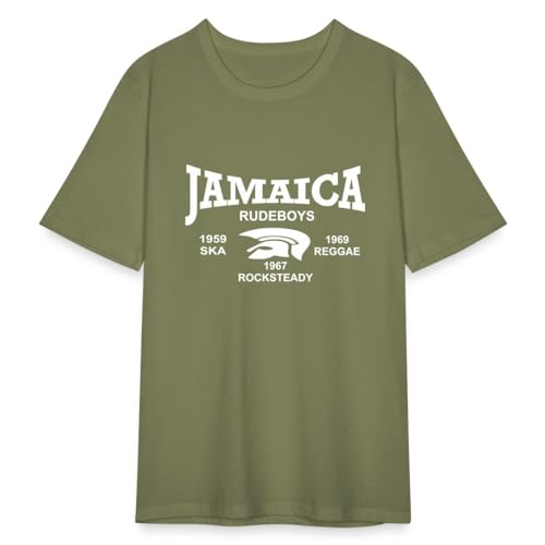 Spreadshirt Ska Jamaica Trojan Rudeboys Männer Slim Fit T-Shirt, XL, Khaki Grün von Spreadshirt