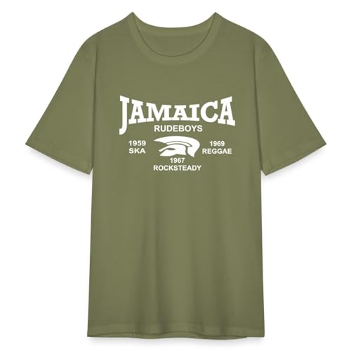 Spreadshirt Ska Jamaica Trojan Rudeboys Männer Slim Fit T-Shirt, XXL, Khaki Grün von Spreadshirt