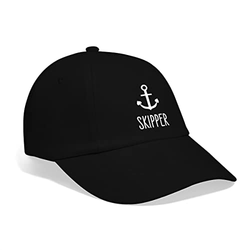 Spreadshirt Skipper Kapitän Anker Baseballkappe, One Size, Schwarz/Schwarz von Spreadshirt