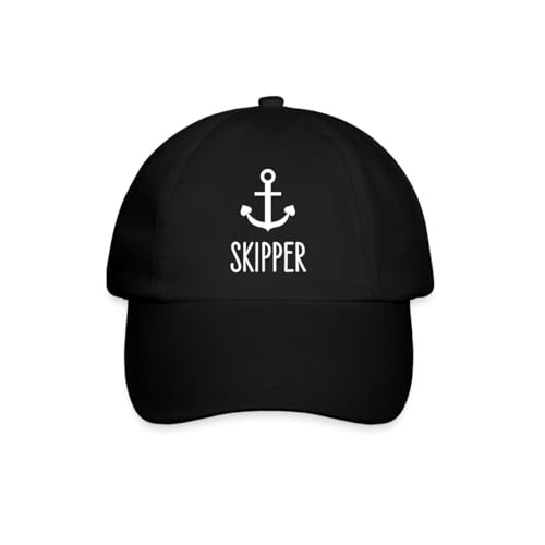 Spreadshirt Skipper Kapitän Anker Baseballkappe, One Size, Schwarz/Schwarz von Spreadshirt
