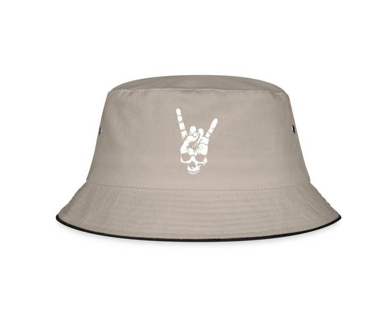 Spreadshirt Sonnenhut Heavy Metal Totenkopf mit Teufelshörner Hand Fischerhut (1-St) von Spreadshirt