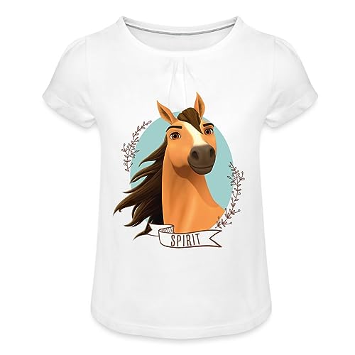 Spreadshirt Spirit Wildhengst Wildpferd Mädchen T-Shirt mit Raffungen, 10 Jahre, weiß von Spreadshirt