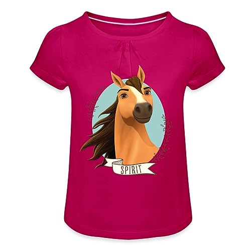 Spreadshirt Spirit Wildhengst Wildpferd Mädchen T-Shirt mit Raffungen, 4 Jahre, Fuchsia von Spreadshirt