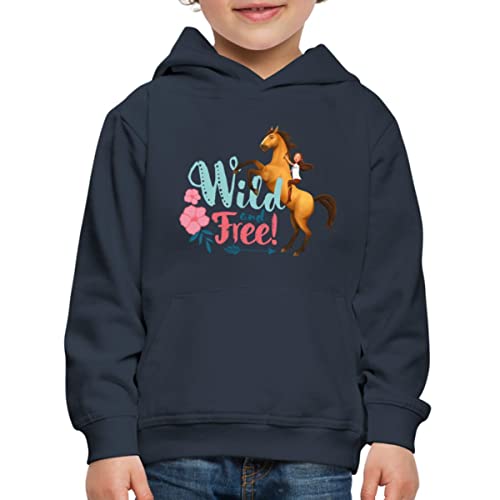 Spreadshirt Spirit Zusammen Mit Lucky Wild and Free Kinder Premium Hoodie, 122/128 (7-8 Jahre), Navy von Spreadshirt