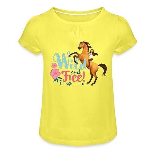 Spreadshirt Spirit Zusammen Mit Lucky Wild and Free Mädchen T-Shirt mit Raffungen, 6 Jahre, Gelb von Spreadshirt