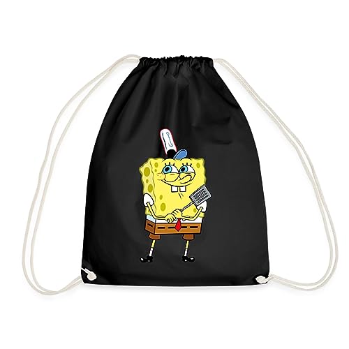 Spreadshirt SpongeBob Schwammkopf Burger Braten Turnbeutel, One size, Schwarz von Spreadshirt