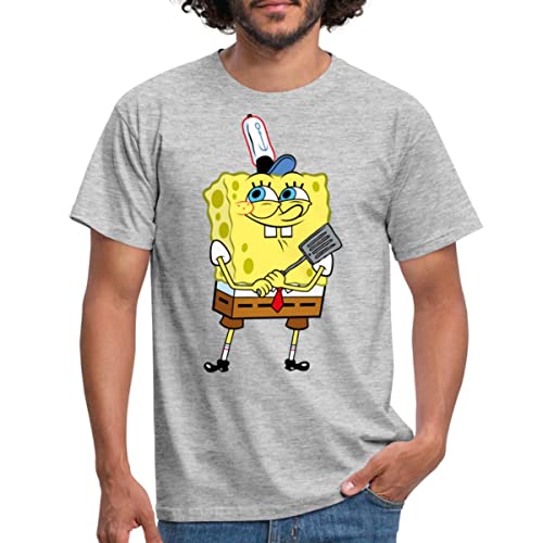 Spreadshirt Spongebob Schwammkopf Burger Braten Männer T-Shirt, XL, Grau meliert von Spreadshirt