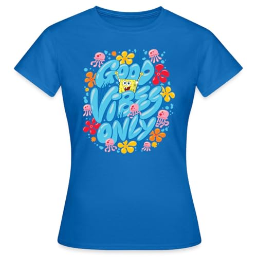 Spreadshirt Spongebob Schwammkopf Good Vibes Only Frauen T-Shirt, M, Royalblau von Spreadshirt