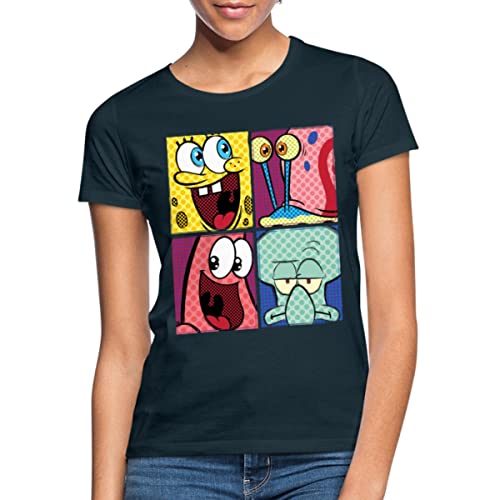 Spreadshirt Spongebob Schwammkopf Patrick Gary Thaddäus Frauen T-Shirt, L, Navy von Spreadshirt