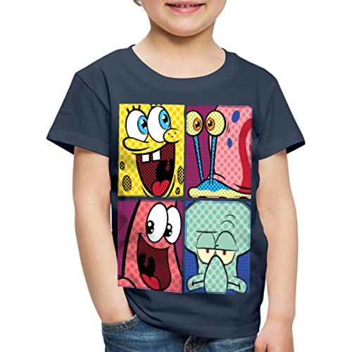 Spreadshirt Spongebob Schwammkopf Patrick Gary Thaddäus Kinder Premium T-Shirt, 122/128 (6 Jahre), Navy von Spreadshirt