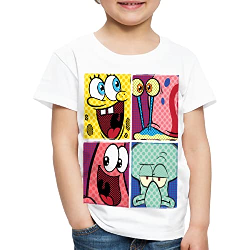 Spreadshirt Spongebob Schwammkopf Patrick Gary Thaddäus Kinder Premium T-Shirt, 122/128 (6 Jahre), weiß von Spreadshirt