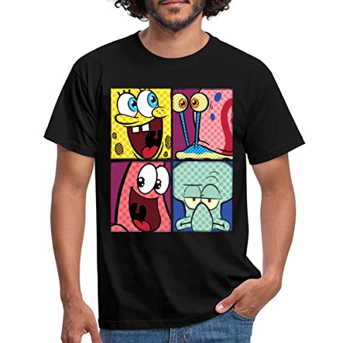 Spreadshirt Spongebob Schwammkopf Patrick Gary Thaddäus Männer T-Shirt, 3XL, Schwarz von Spreadshirt