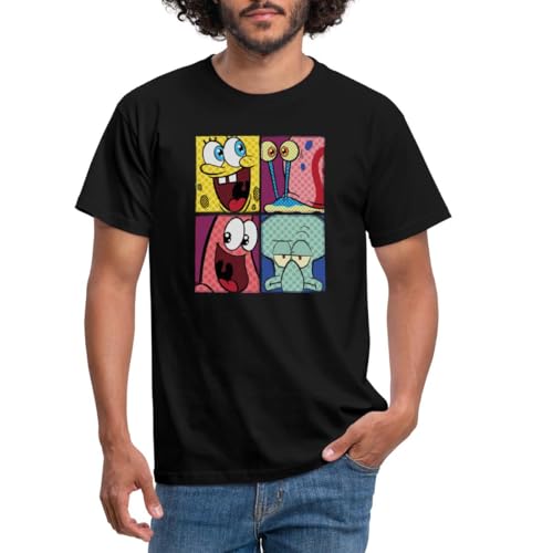 Spreadshirt Spongebob Schwammkopf Patrick Gary Thaddäus Männer T-Shirt, 3XL, Schwarz von Spreadshirt