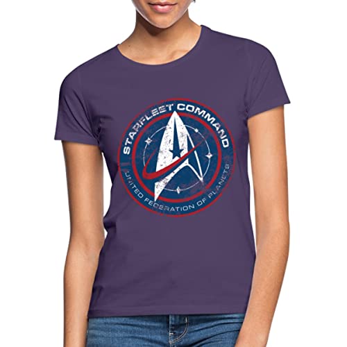 Spreadshirt Star Trek Discovery Abzeichen Sternenflotte Frauen T-Shirt, M, Dunkellila von Spreadshirt