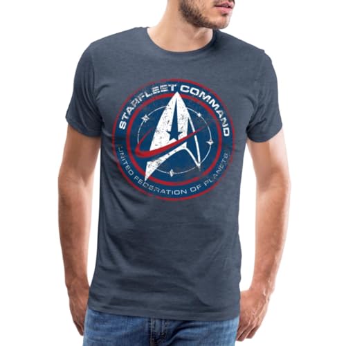 Spreadshirt Star Trek Discovery Abzeichen Sternenflotte Männer Premium T-Shirt, M, Blau meliert von Spreadshirt