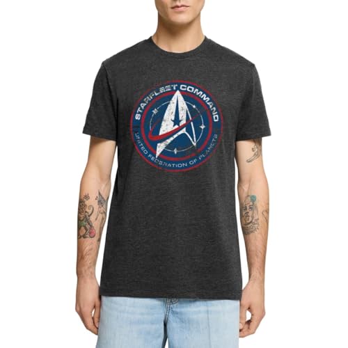 Spreadshirt Star Trek Discovery Abzeichen Sternenflotte Männer Premium T-Shirt, XL, Anthrazit meliert von Spreadshirt