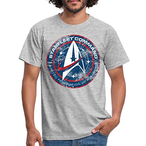 Spreadshirt Star Trek Discovery Abzeichen Sternenflotte Männer T-Shirt, XXL, Grau meliert von Spreadshirt