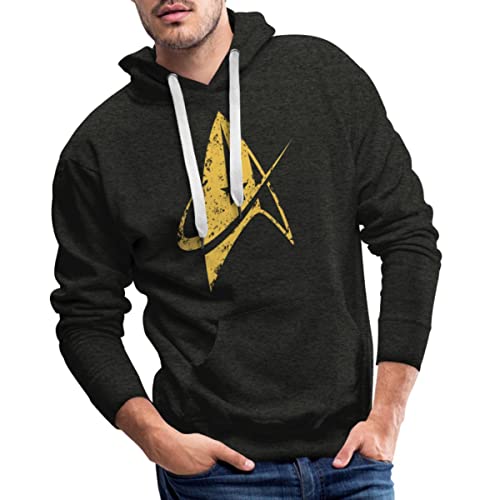Spreadshirt Star Trek Discovery Delta Abzeichen Gold Männer Premium Hoodie, M, Anthrazit von Spreadshirt