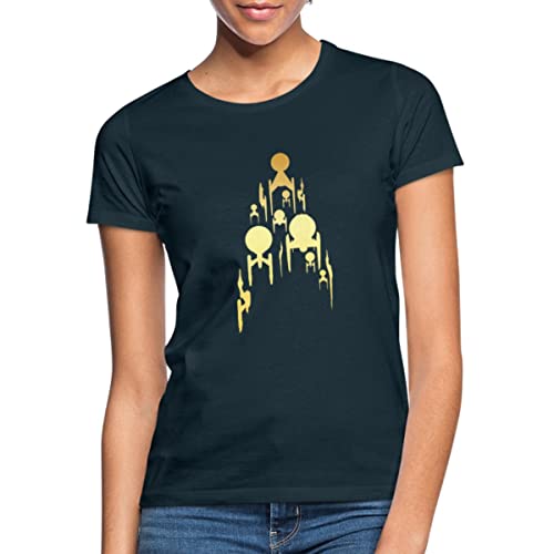 Spreadshirt Star Trek Discovery Gold Raumschiff Frauen T-Shirt, XXL, Navy von Spreadshirt