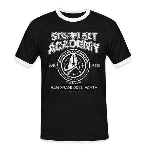 Spreadshirt Star Trek Discovery Starfleet Academy Männer Kontrast T-Shirt, L, Schwarz/Weiß von Spreadshirt