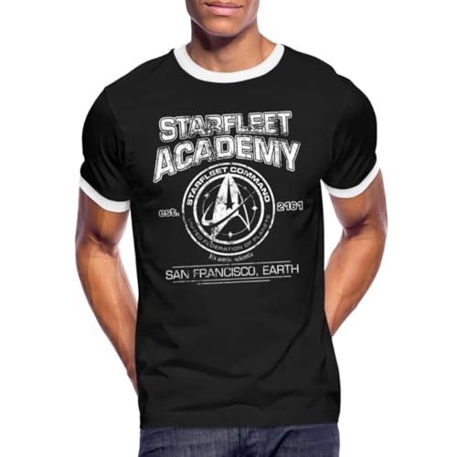 Spreadshirt Star Trek Discovery Starfleet Academy Männer Kontrast T-Shirt, XXL, Schwarz/Weiß von Spreadshirt