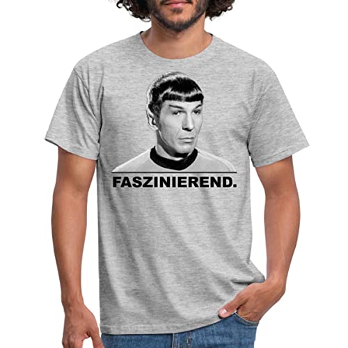 Spreadshirt Star Trek Spock Faszinierend Männer T-Shirt, 4XL, Grau meliert von Spreadshirt