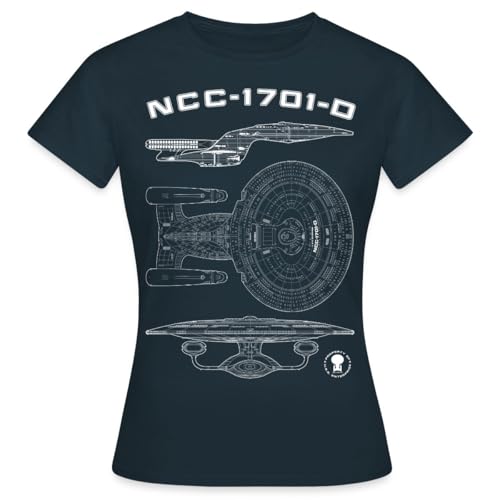 Spreadshirt Star Trek The Next Generation NCC-1701-D Bauplan Frauen T-Shirt, S, Navy von Spreadshirt