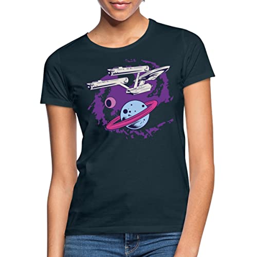 Spreadshirt Star Trek The Original Series Enterprise Planet Frauen T-Shirt, S, Navy von Spreadshirt