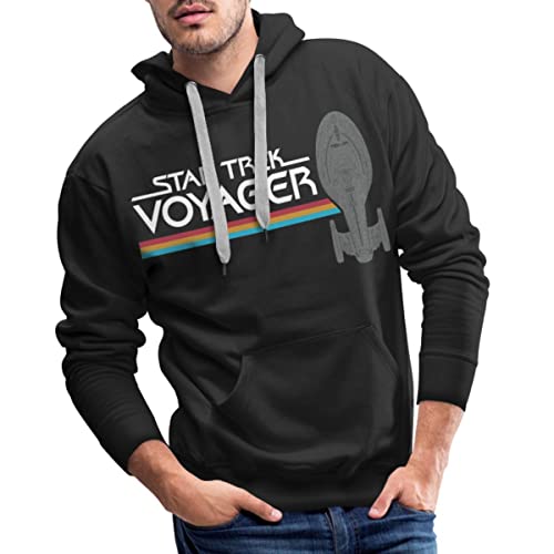 Spreadshirt Star Trek Voyager Regenbogen Logo Männer Premium Hoodie, L, Schwarz von Spreadshirt