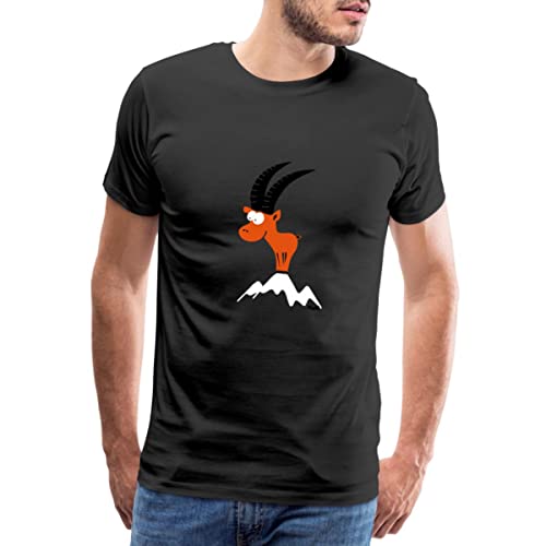 Spreadshirt Steinbock Berggipfel Bergland Männer Premium T-Shirt, XL, Schwarz von Spreadshirt