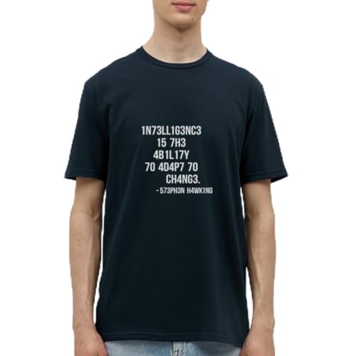 Spreadshirt Stephen Hawking Intelligence Zitat Leetspeak Männer T-Shirt, 3XL, Navy von Spreadshirt