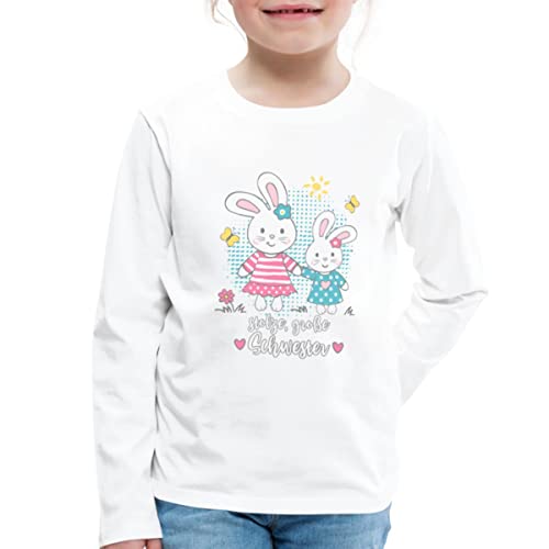 Spreadshirt Stolze Große Schwester Hase Geschenk Geschenkidee Kinder Premium Langarmshirt, 98/104 (2 Jahre), weiß von Spreadshirt