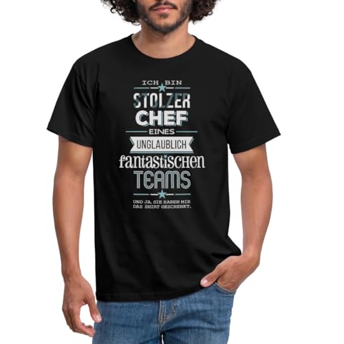 Spreadshirt Stolzer Chef Eines Fantastischen Teams Geschenk Männer T-Shirt, M, Schwarz von Spreadshirt